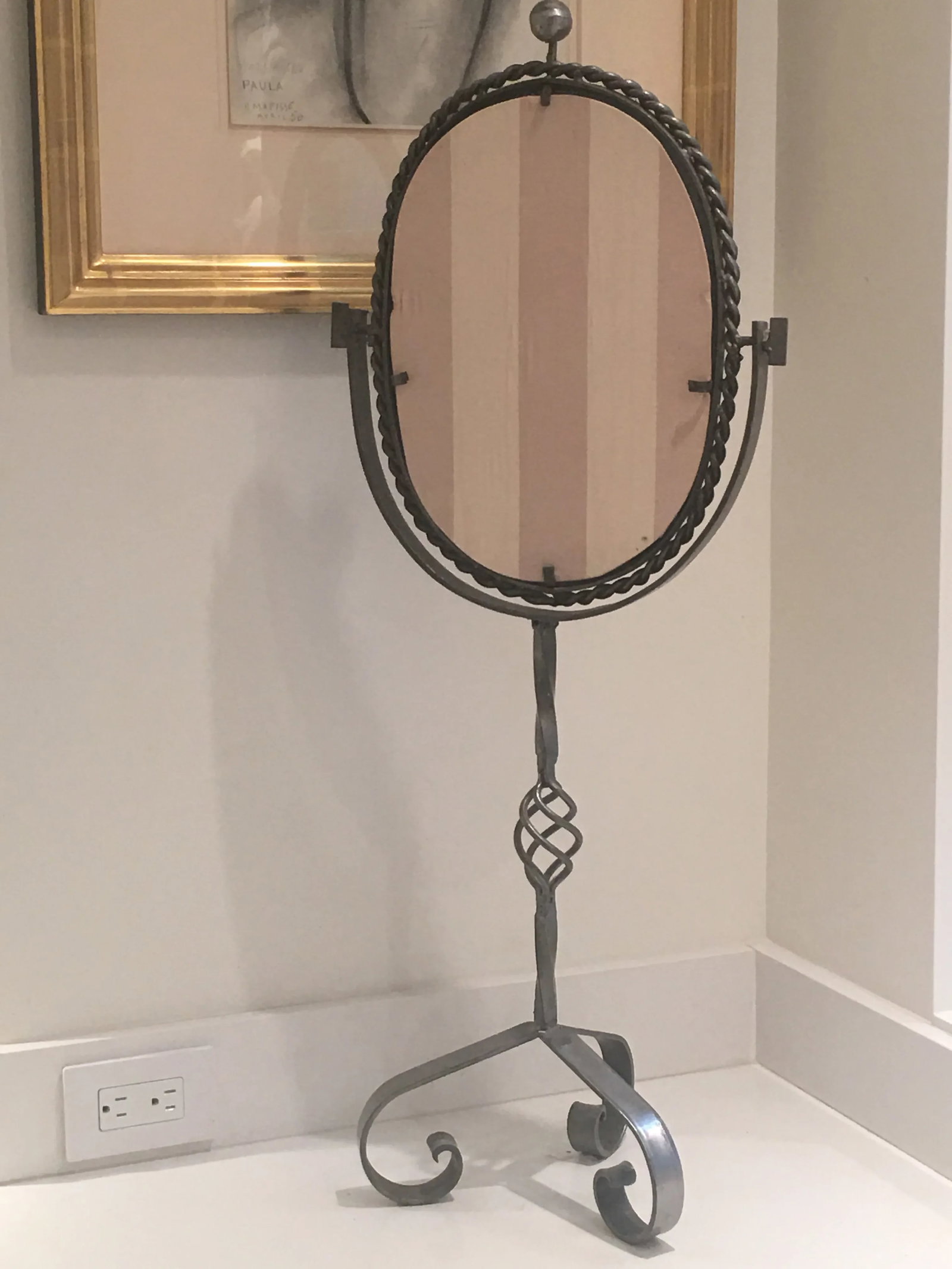 Late 19th Century Antique French Polished Steel Tripod Table Mirror - 3