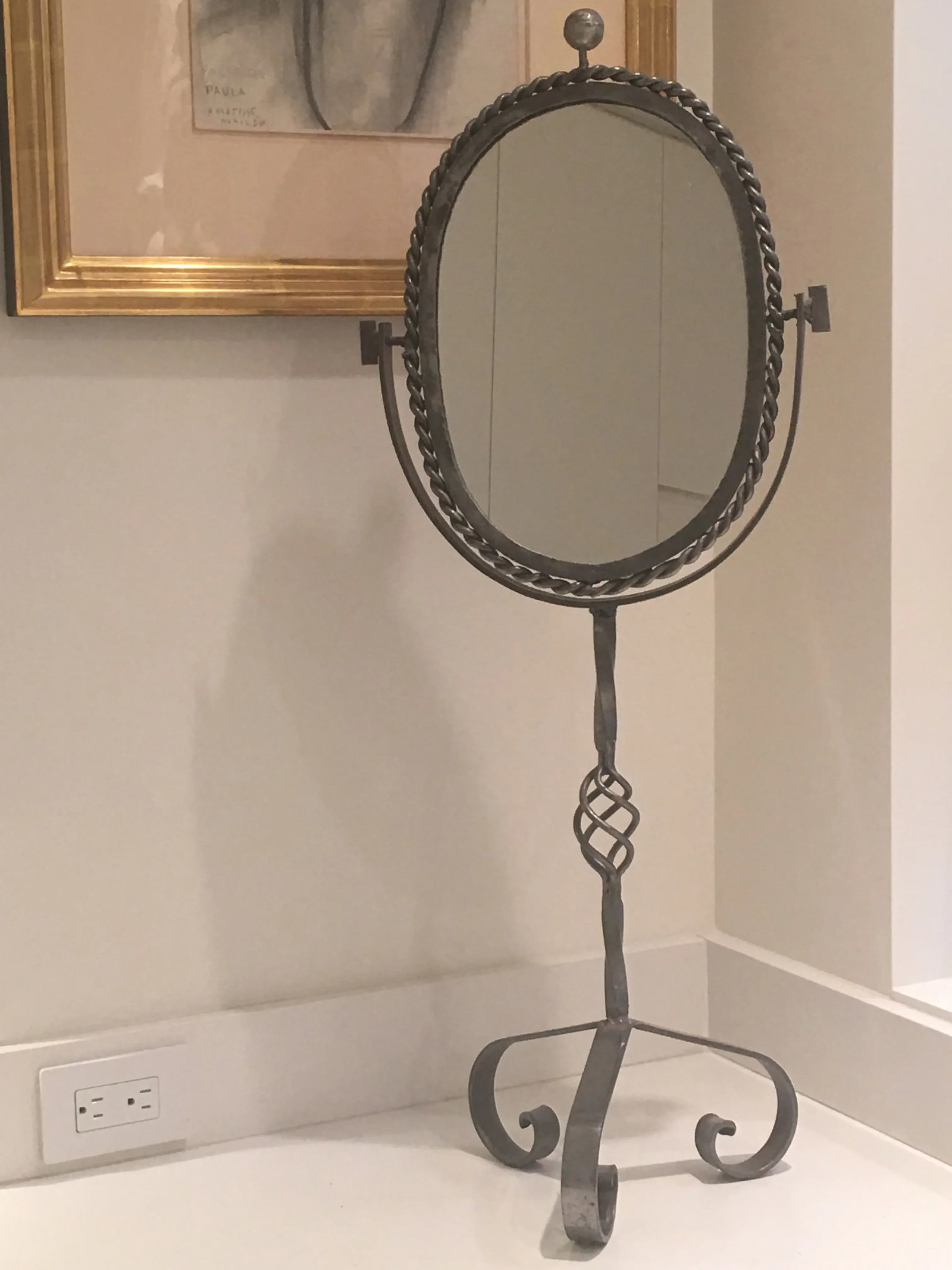 Late 19th Century Antique French Polished Steel Tripod Table Mirror - 6