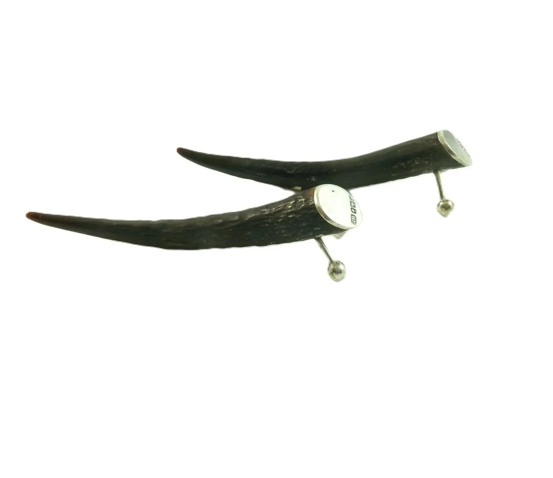 Late 19th Century English Horn and Silver Sterling Silver Knife Rests- Set of 2 - 2
