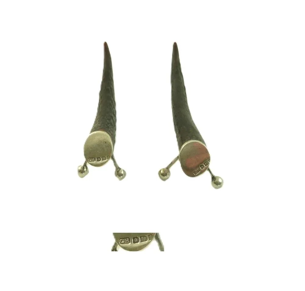 Late 19th Century English Horn and Silver Sterling Silver Knife Rests- Set of 2 - 3