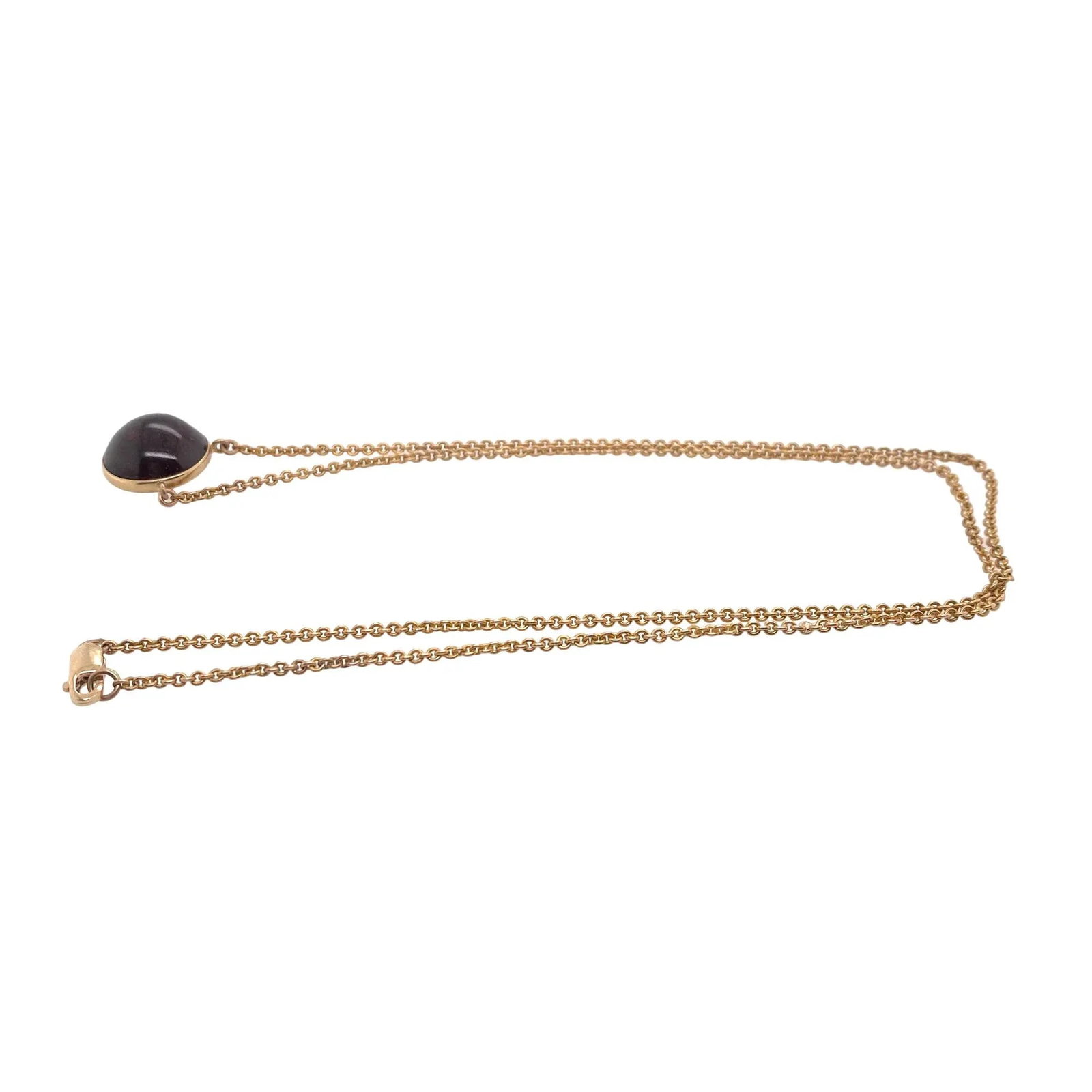 Antique 14k Gold Cabochon Garnet Pendant Necklace - 5