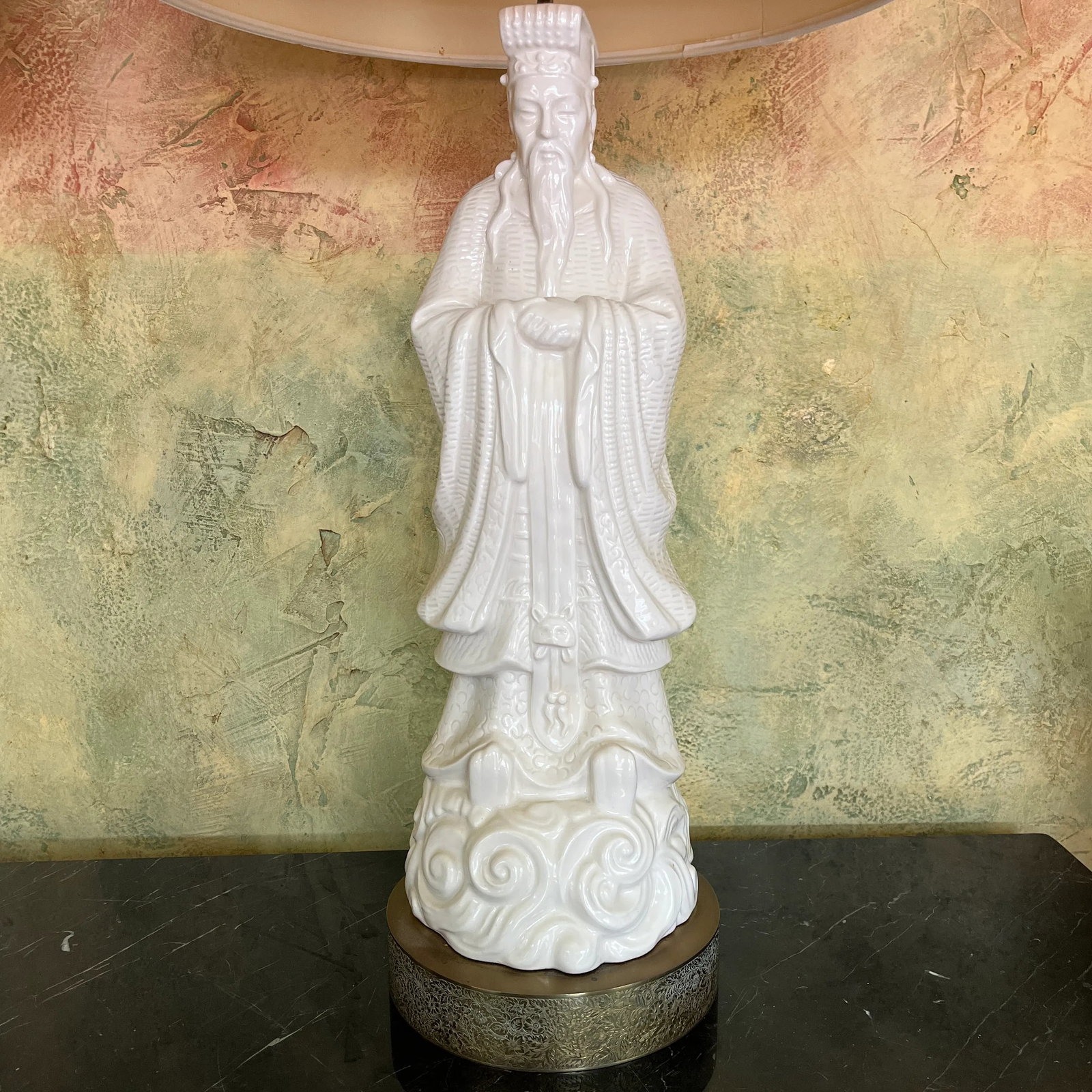 1950s Chinoiserie Blanc De Chine Figural Table Lamps Large Scale- A Pair - 6