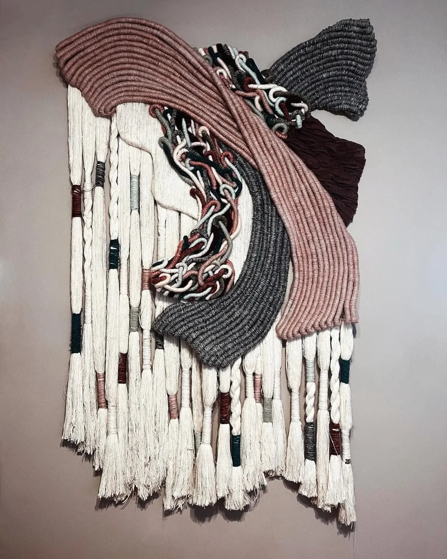 1980s Sculptural Macrame Wall Art Tapestry - 2