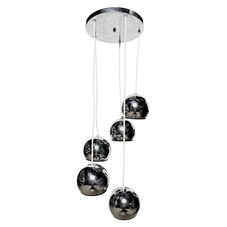 1960s Goffredo Reggiani Five Tiered Chrome Globe Hanging Lamp - 6