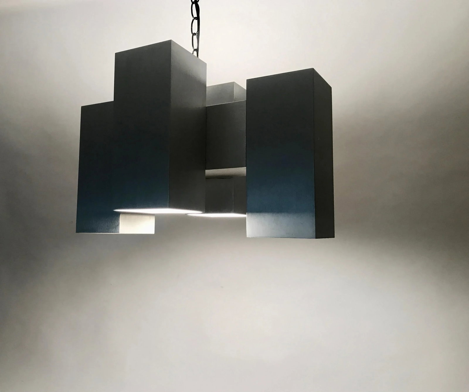 1960s Paul Mayen Style Cubic Cast Aluminum 8 Socket Hanging Lamp - 10
