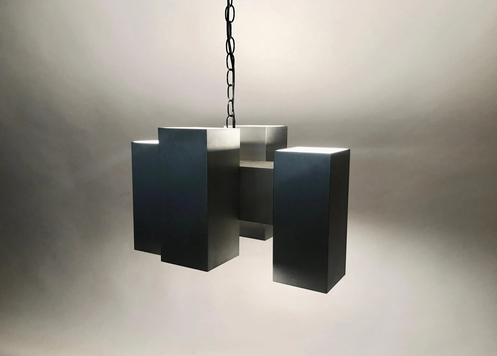 1960s Paul Mayen Style Cubic Cast Aluminum 8 Socket Hanging Lamp - 6