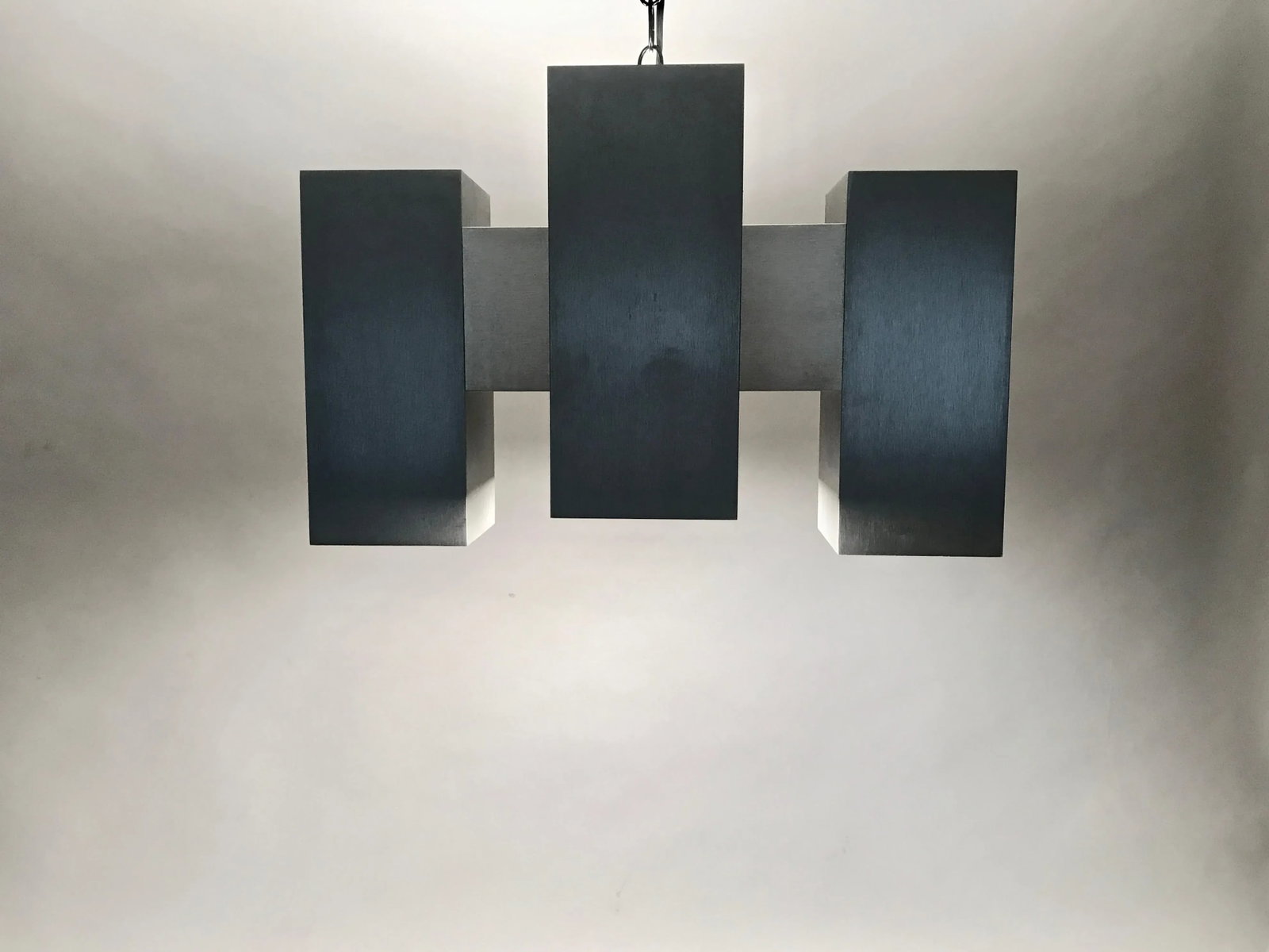1960s Paul Mayen Style Cubic Cast Aluminum 8 Socket Hanging Lamp - 7
