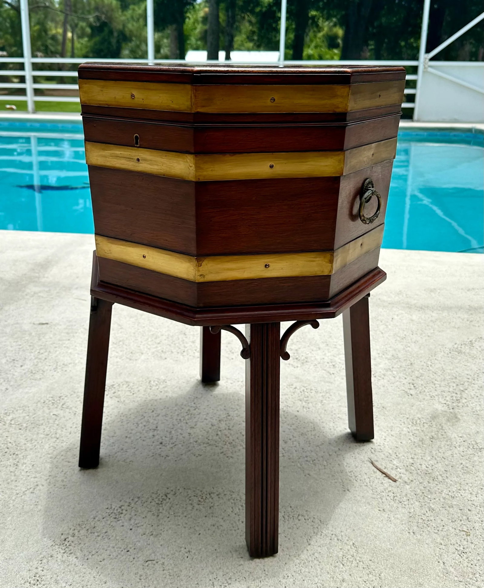 Mahogany Cellarette Wine Cooler Chippendale Style - 4