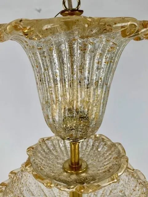 Vintage Venetian Glass 3 Tiered Pendant Light With 5 Lights - 10