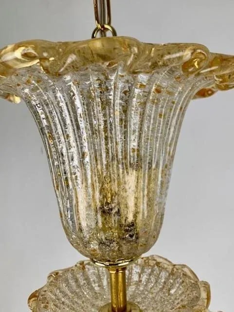 Vintage Venetian Glass 3 Tiered Pendant Light With 5 Lights - 2