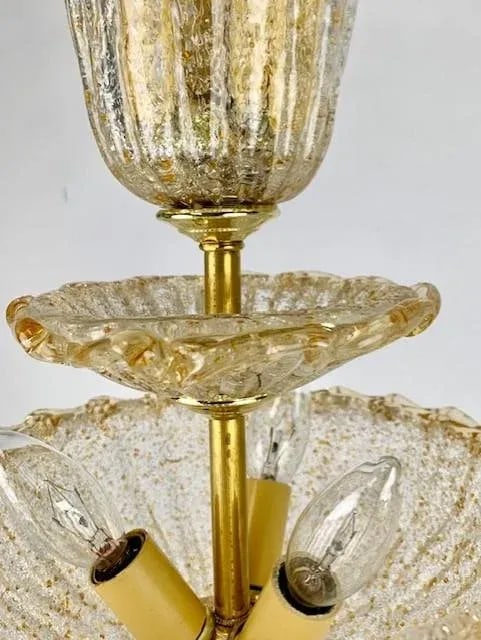 Vintage Venetian Glass 3 Tiered Pendant Light With 5 Lights - 3