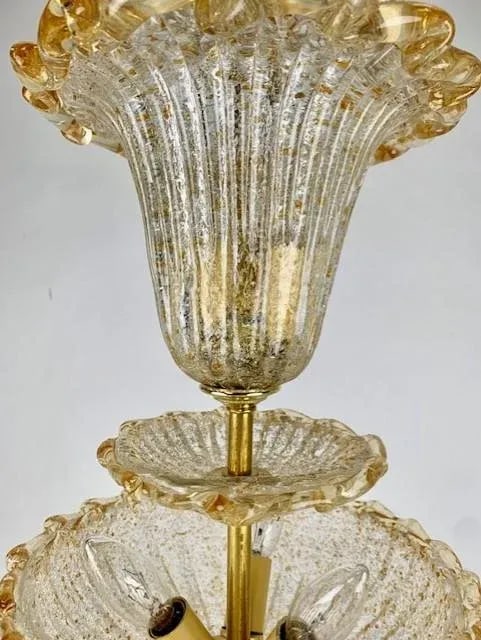 Vintage Venetian Glass 3 Tiered Pendant Light With 5 Lights - 9