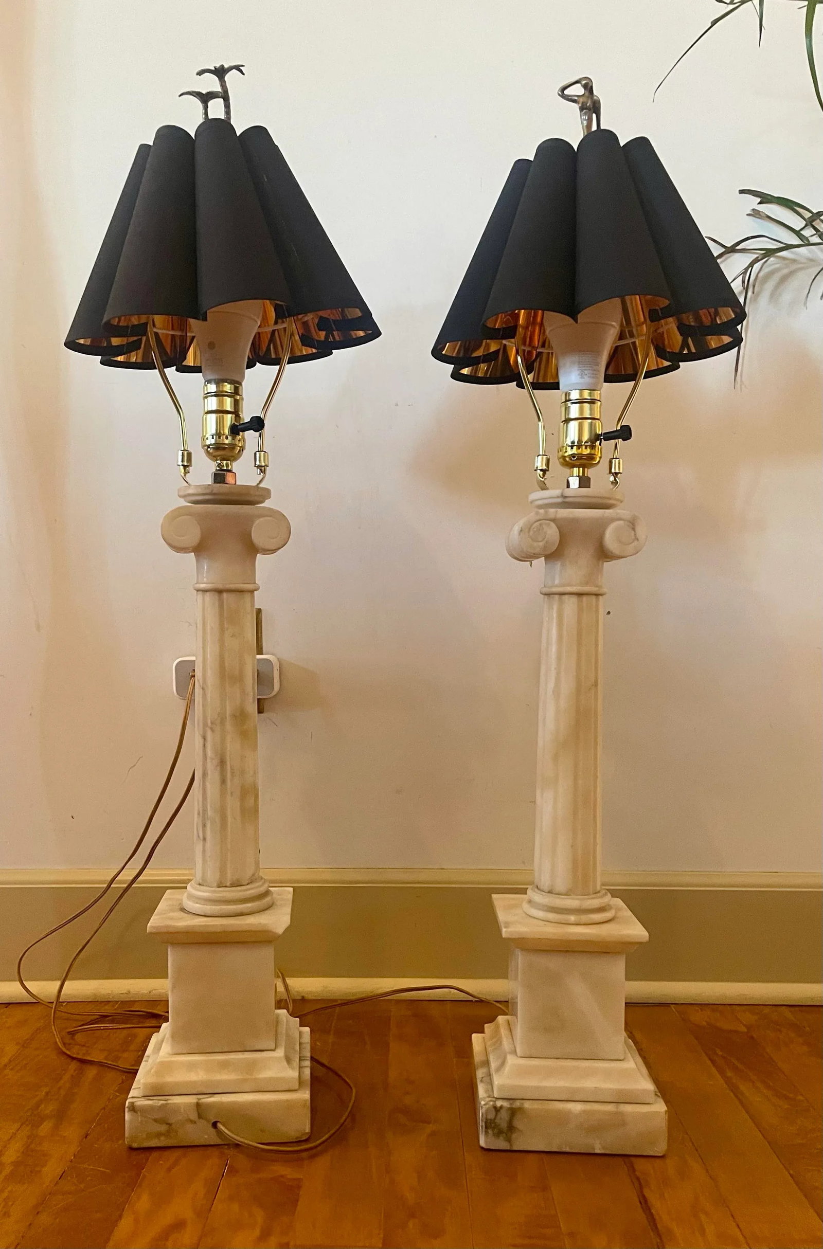 Early 20th Century Alabaster Column Lamp - a Pair - 10