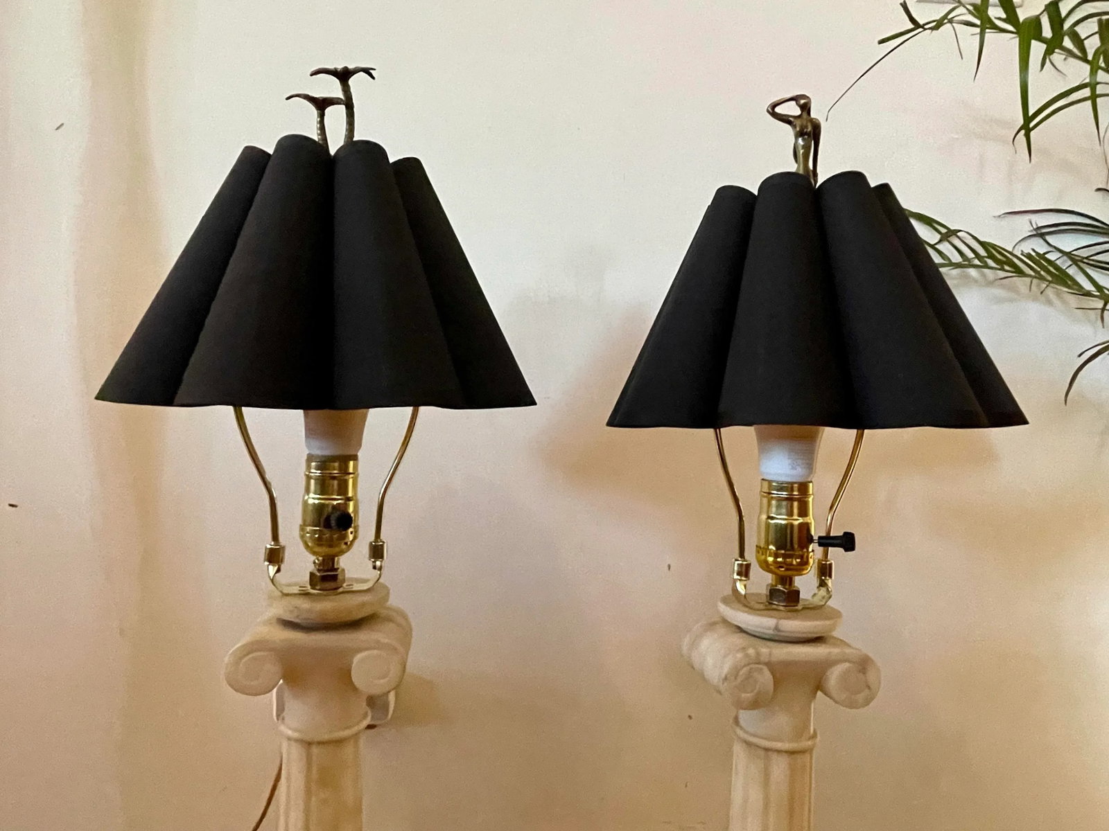 Early 20th Century Alabaster Column Lamp - a Pair - 3