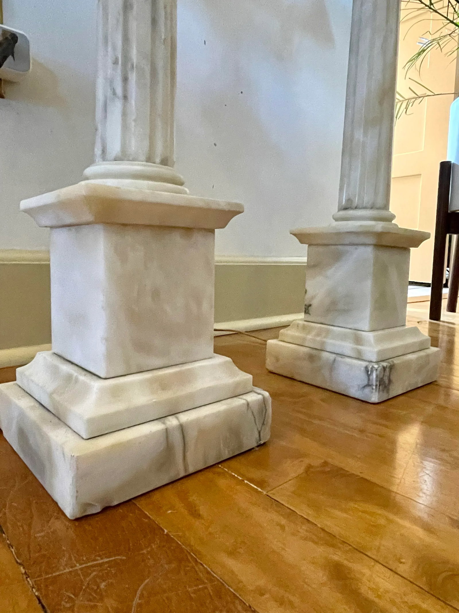 Early 20th Century Alabaster Column Lamp - a Pair - 5