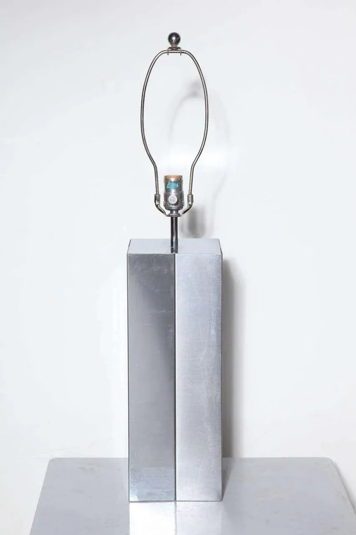 Paul Evans Brushed Aluminum and Polished Steel "Cityscape" Table Lamp, 1970's - 3