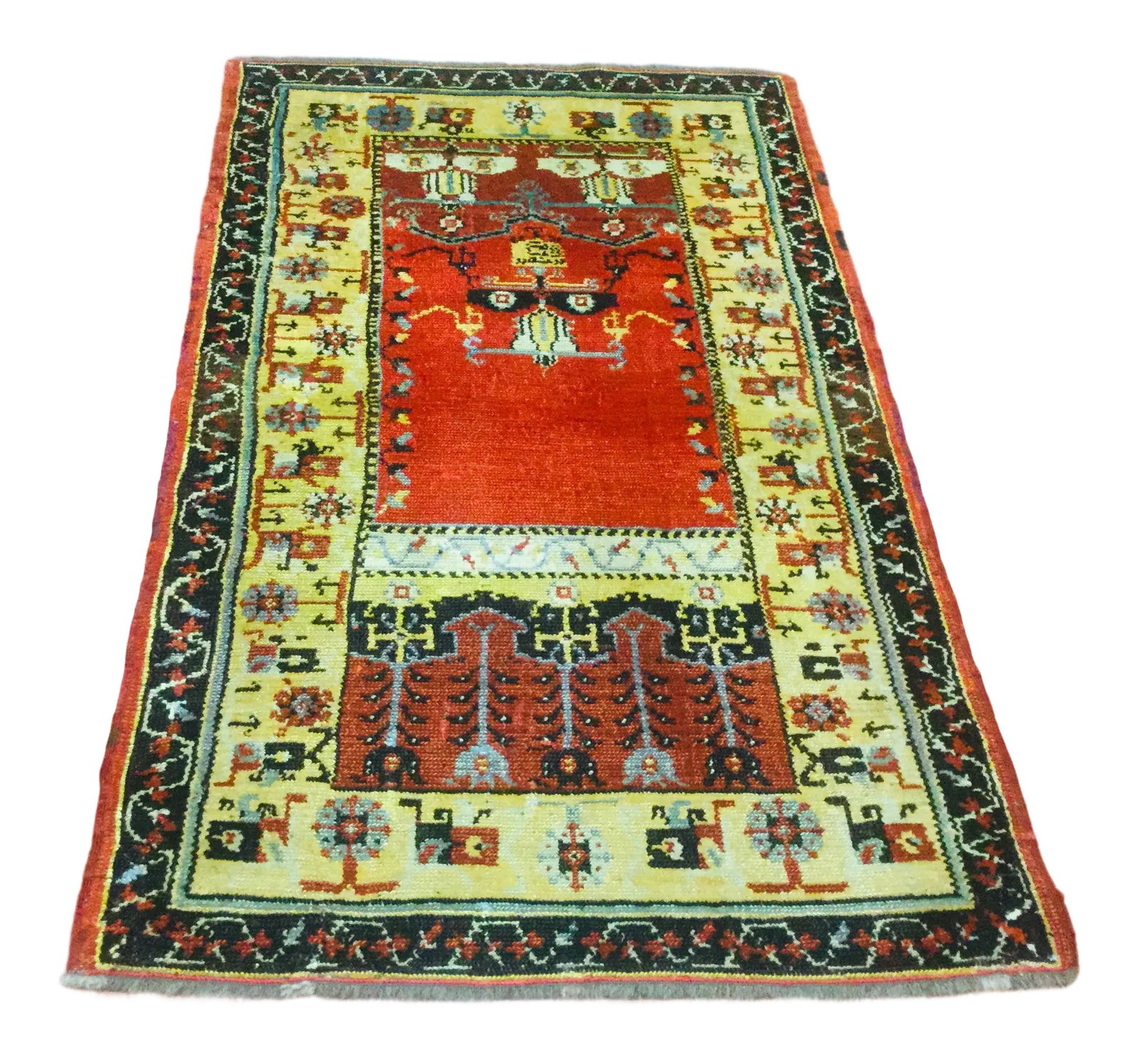 1920's Anatolian Ladik Rug-3'10" X 5'10": Beautiful Anatolian Ladik Rug from central east Turkey, size 3 ft. 10 inches by5'.10" , circa 1920, excellent condition with a good pile throughout. Condition: Alterations: Original Condition