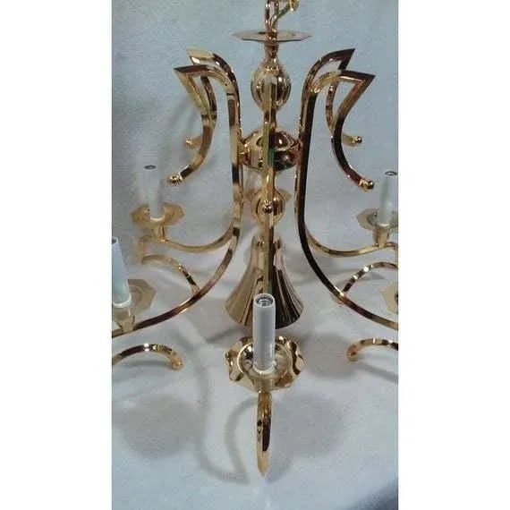 1990s Regency Chandelier Gold Plated Five Arm Center Down Light Transitional - 4