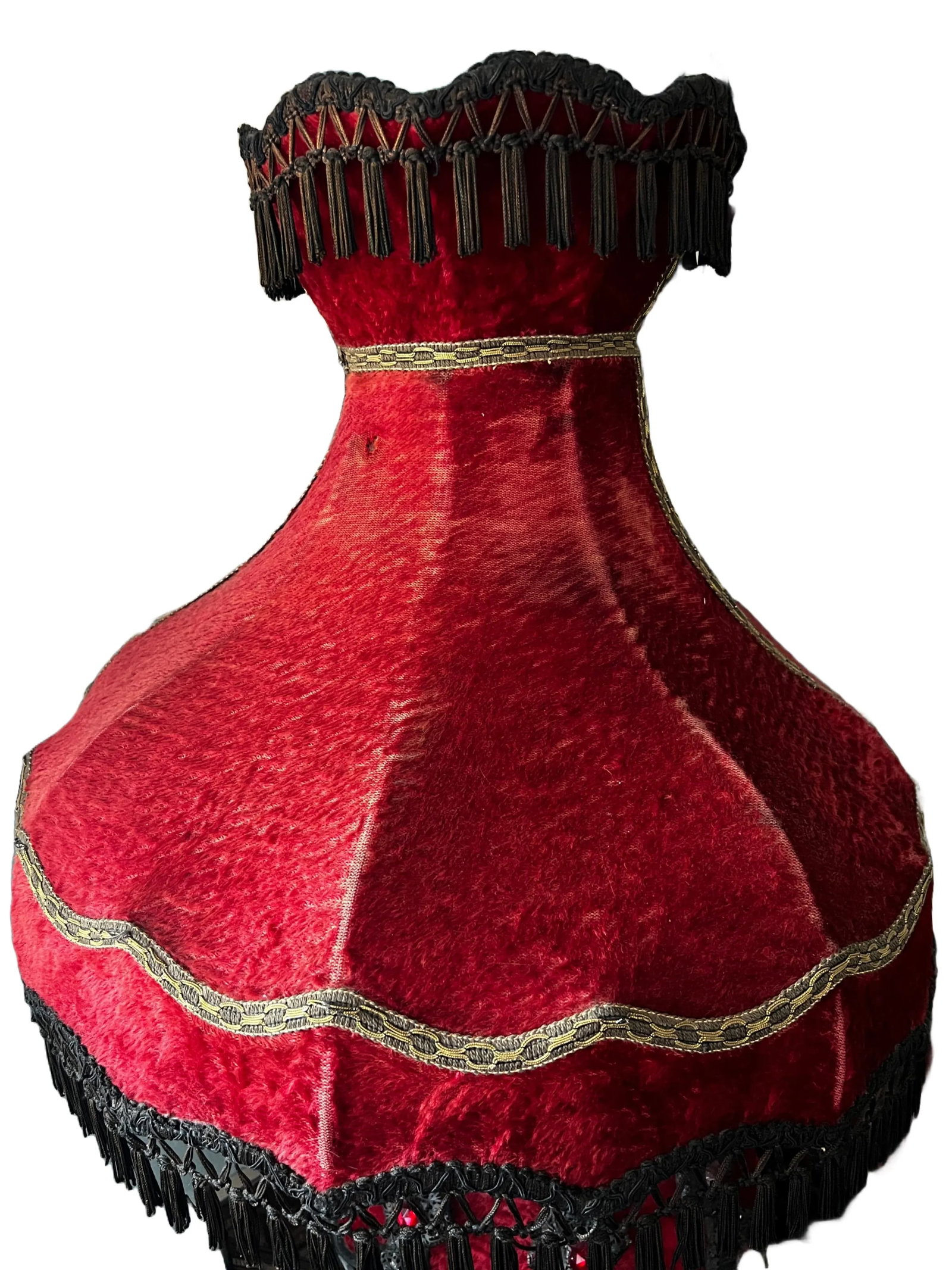 Mid 20th Century Falkenstein Victorian Gothic Revival Red and Black Table Lamp - 6
