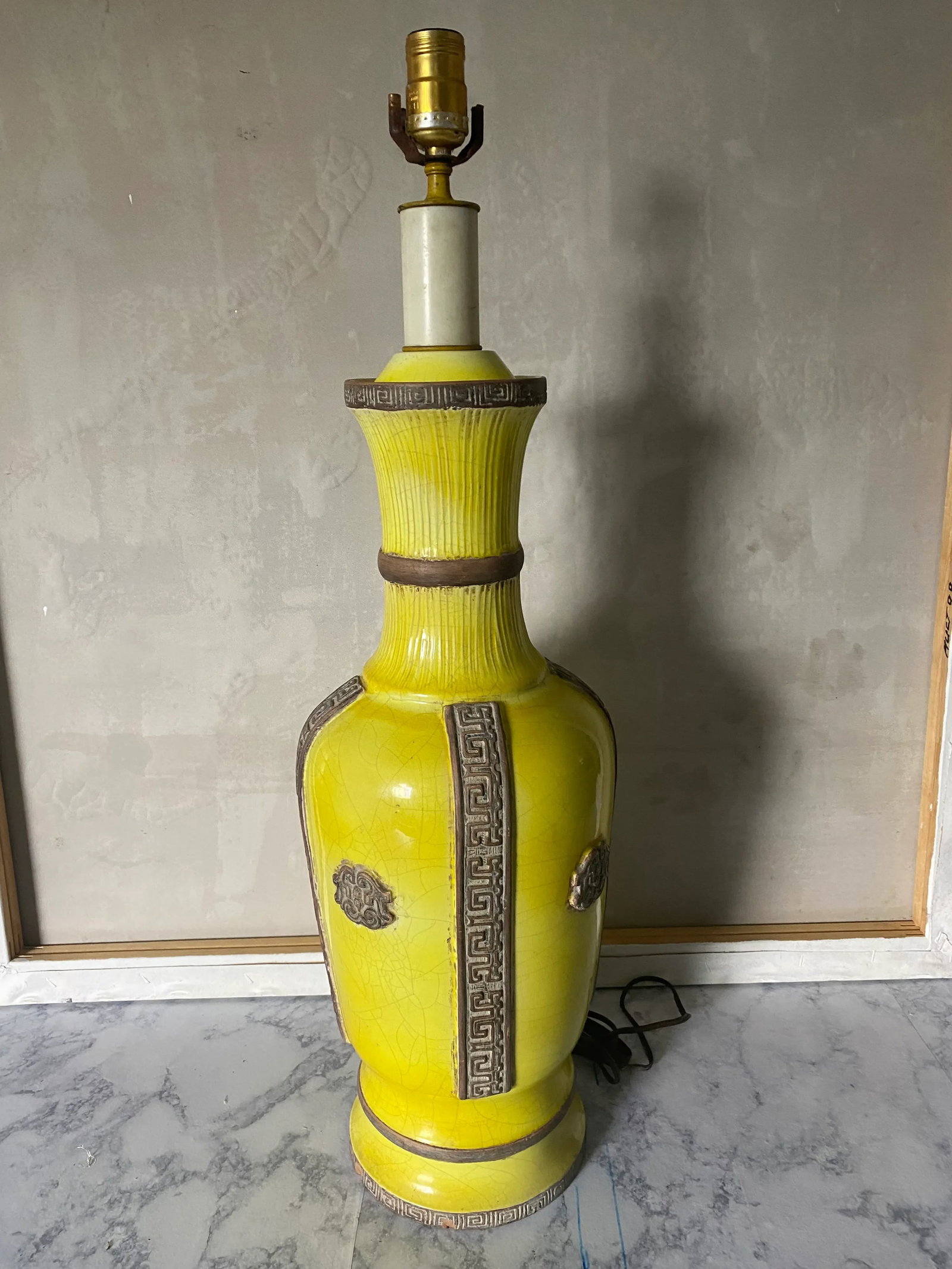 Extra Large Vintage James Mont Style Glazed Italian Pottery Lamp - 2