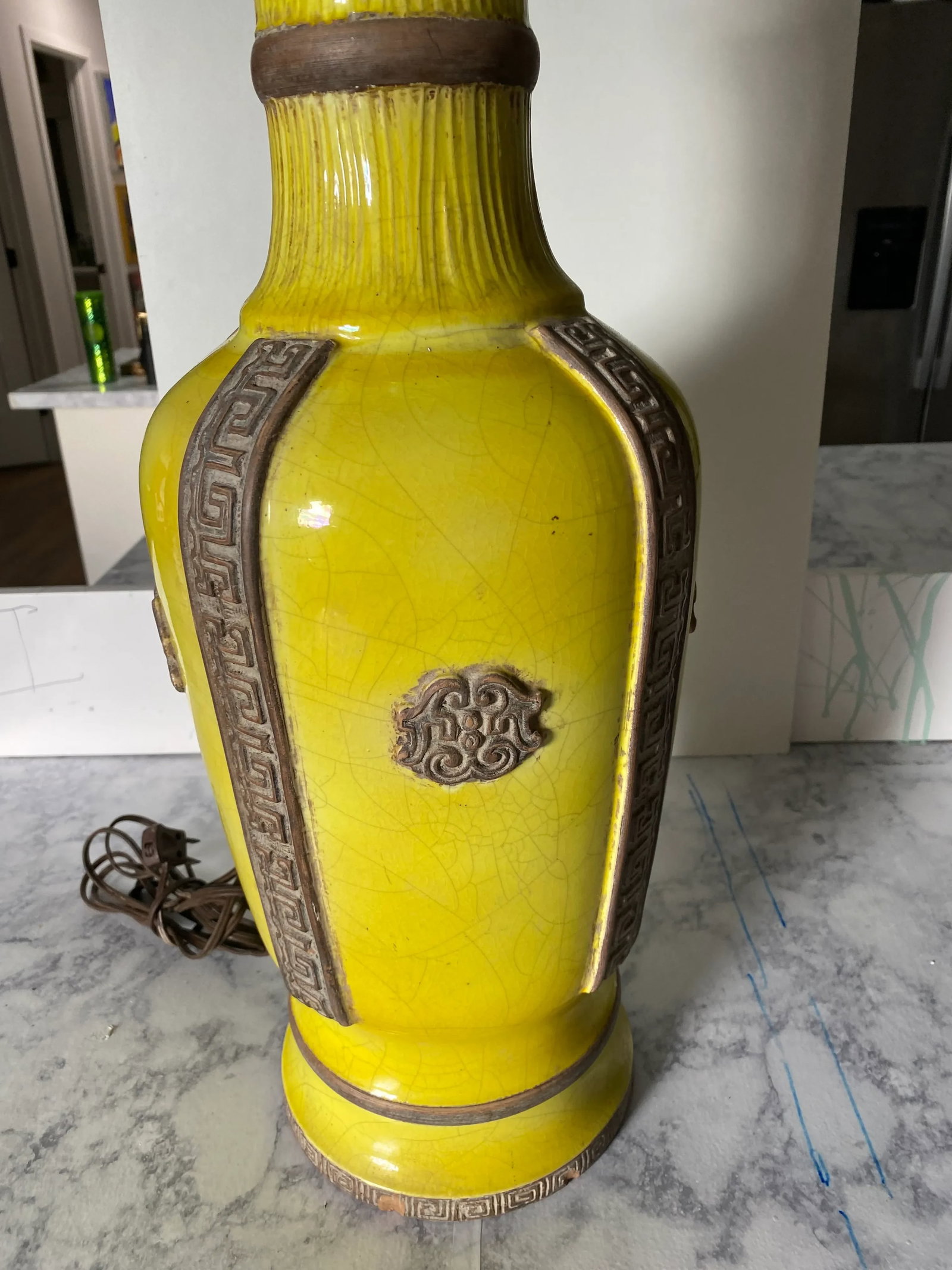 Extra Large Vintage James Mont Style Glazed Italian Pottery Lamp - 3