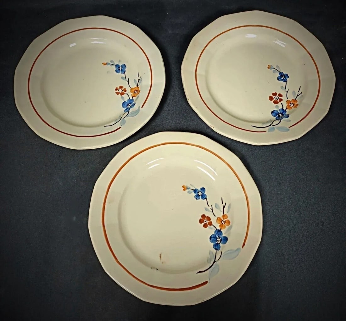 Vintage Set of 6 Sarreguemines Plates With Floral Decor - 11