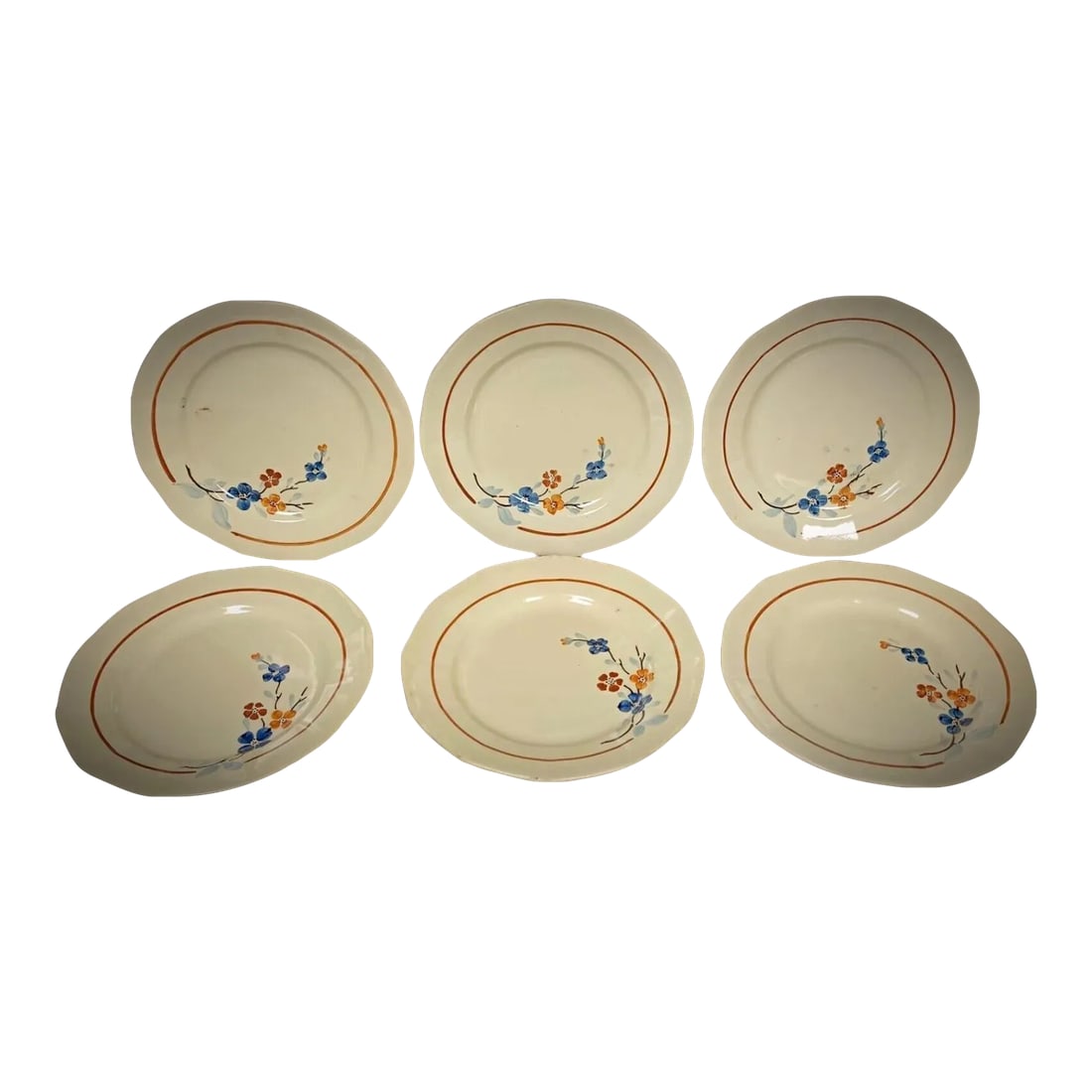 Vintage Set of 6 Sarreguemines Plates With Floral Decor (1 of 12)