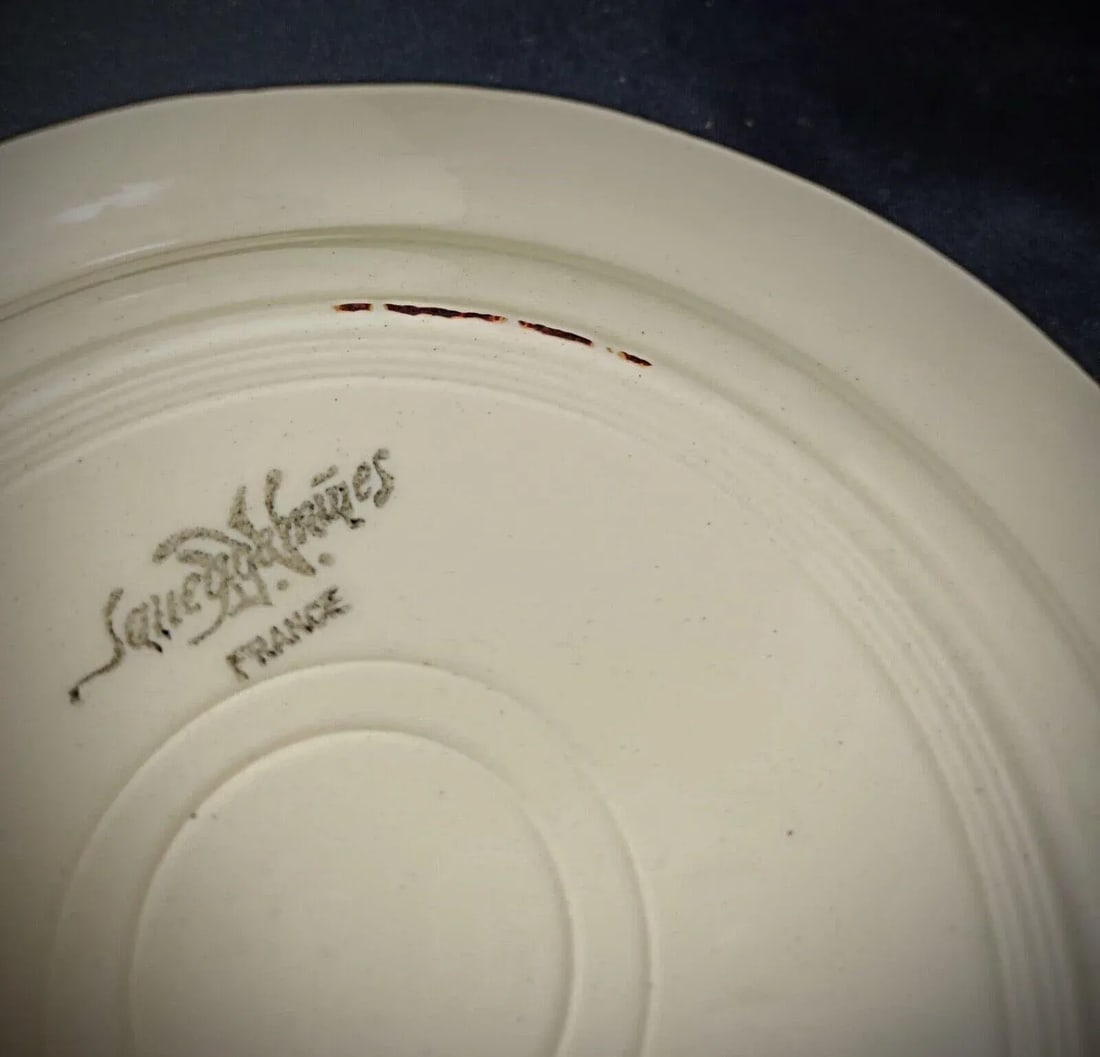 Vintage Set of 6 Sarreguemines Plates With Floral Decor - 4