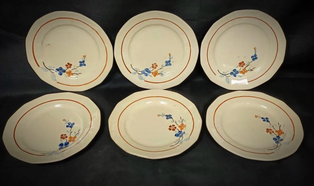 Vintage Set of 6 Sarreguemines Plates With Floral Decor - 5
