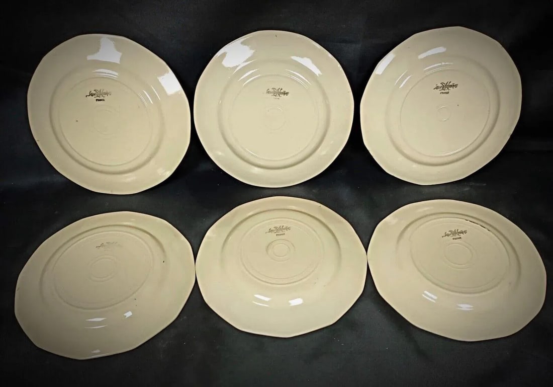 Vintage Set of 6 Sarreguemines Plates With Floral Decor - 9