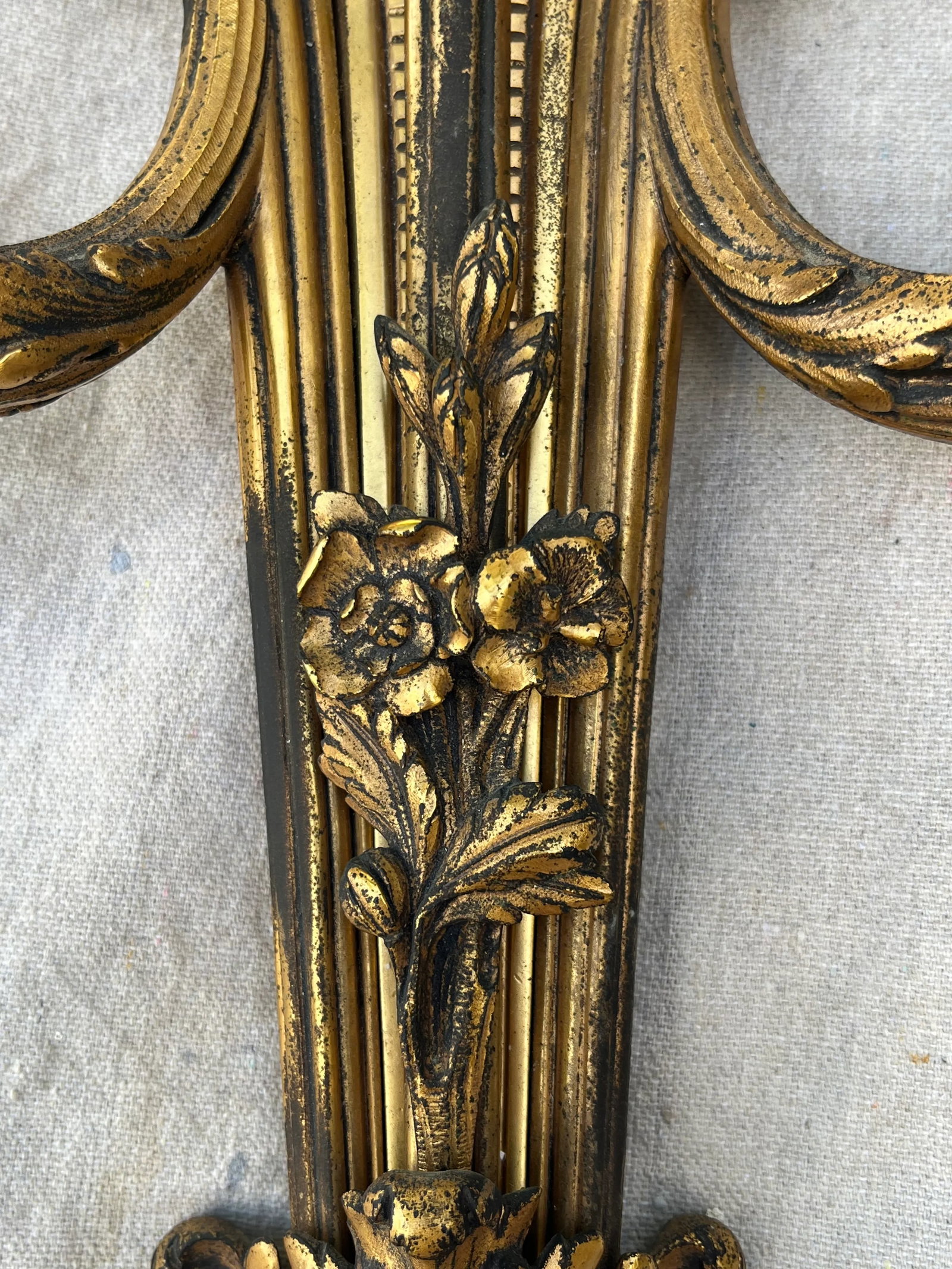 Pair of Early 20th Century French Bronze 3-Arm Sconces - 9