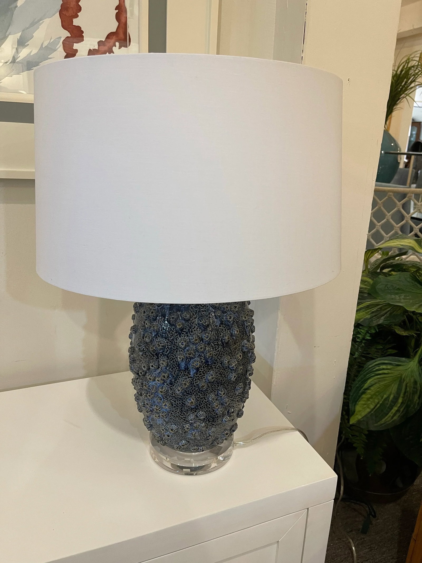 Blue Faux Coral Ceramic Lamp - 2