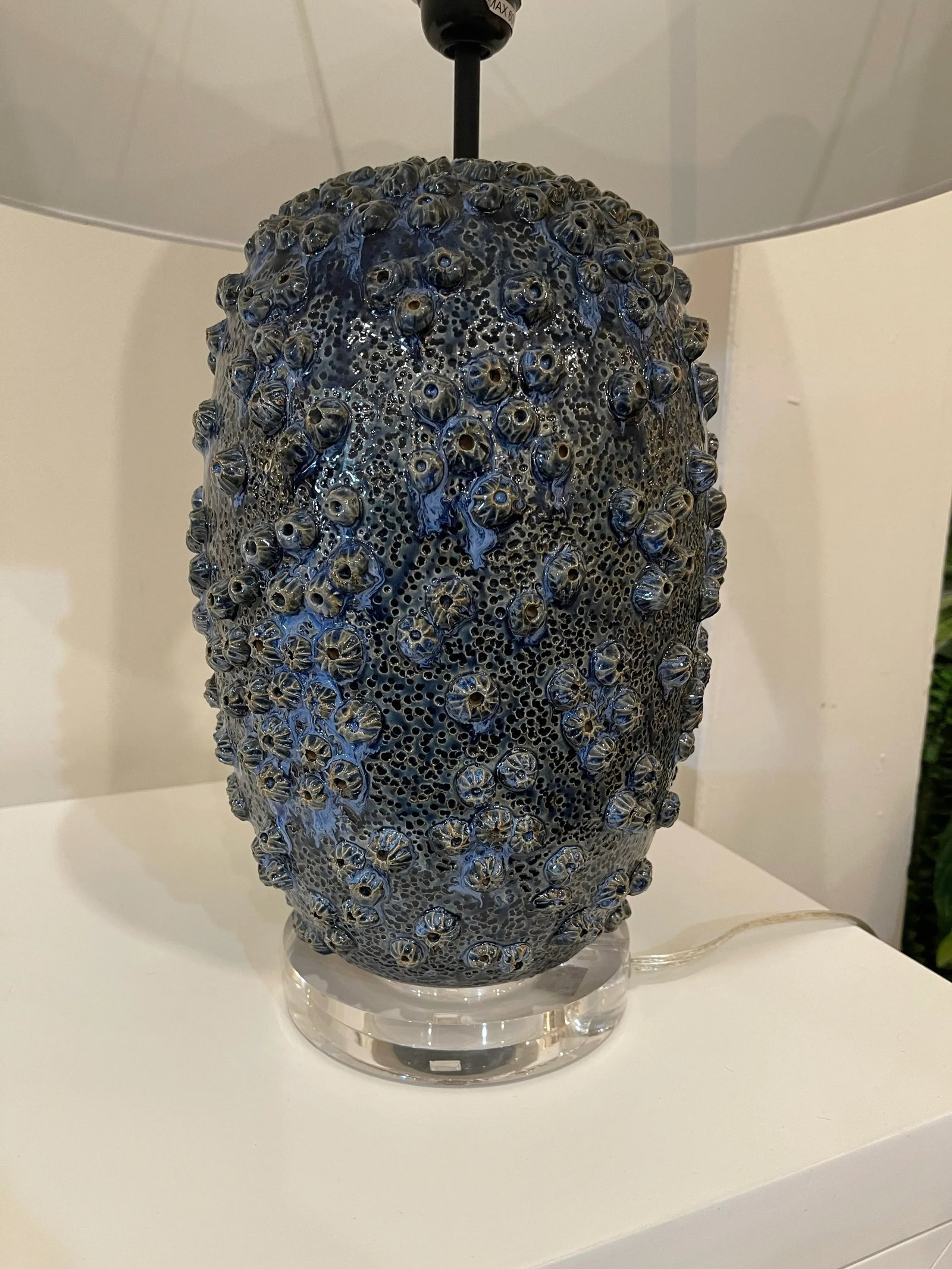 Blue Faux Coral Ceramic Lamp - 3