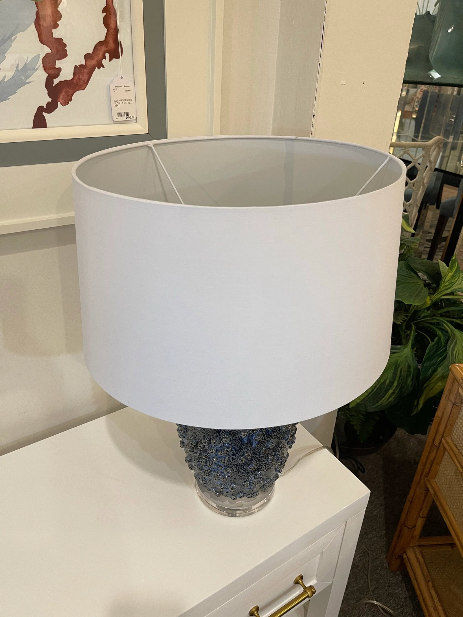 Blue Faux Coral Ceramic Lamp - 4