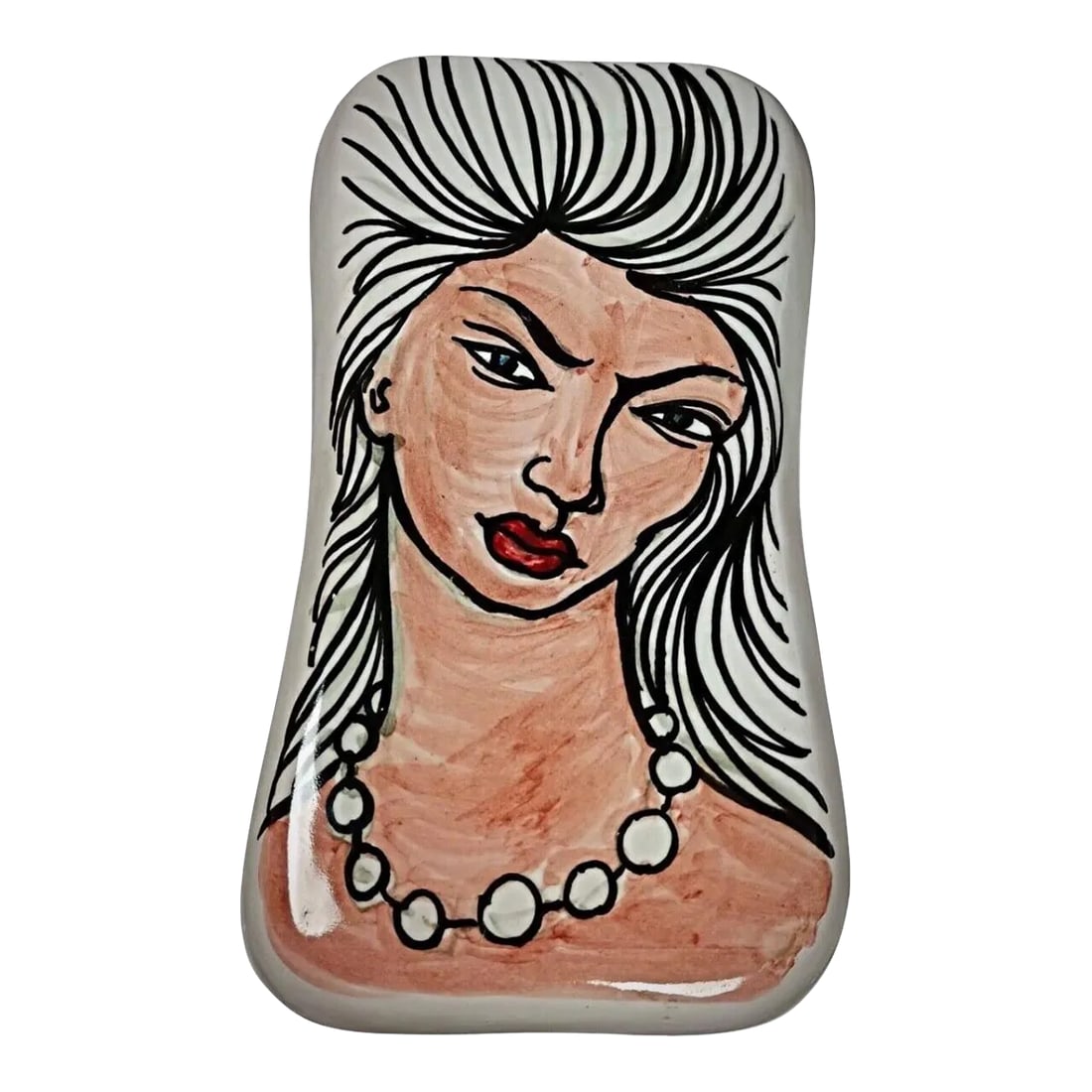 Vintage Hanging Sculpture of a Woman by Igor S. Stephano - Numbered 611: This exquisite vintage hanging sculpture by Igor S. Stephano captures the elegance and grace of a woman in stunning detail. Made of ceramic and porcelain, the sculpture showcases vibrant multicolored