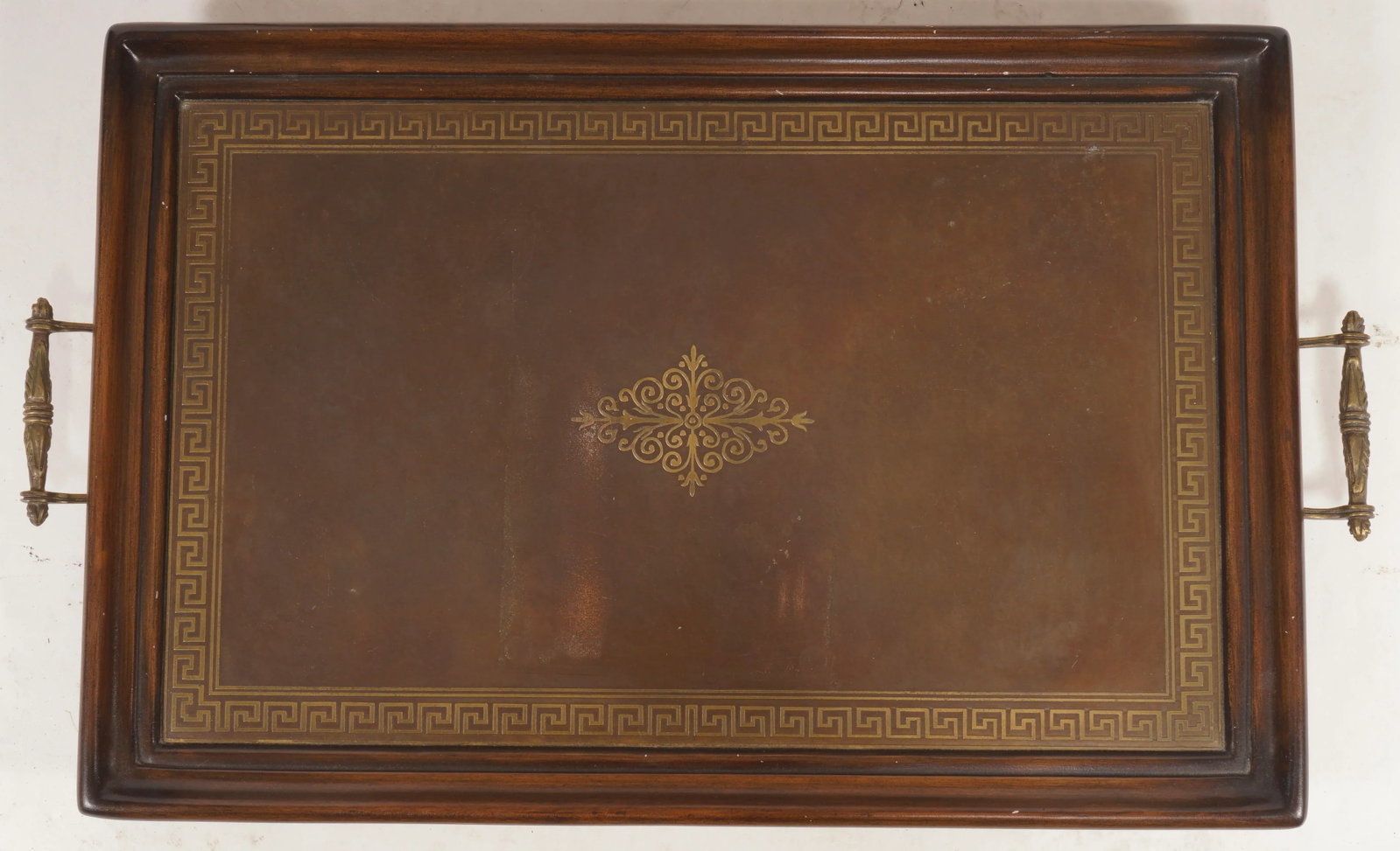 Vintage Wrought Iron Marble and Brass and Walnut Wine Rack in the Style of Maitland Smith - 8