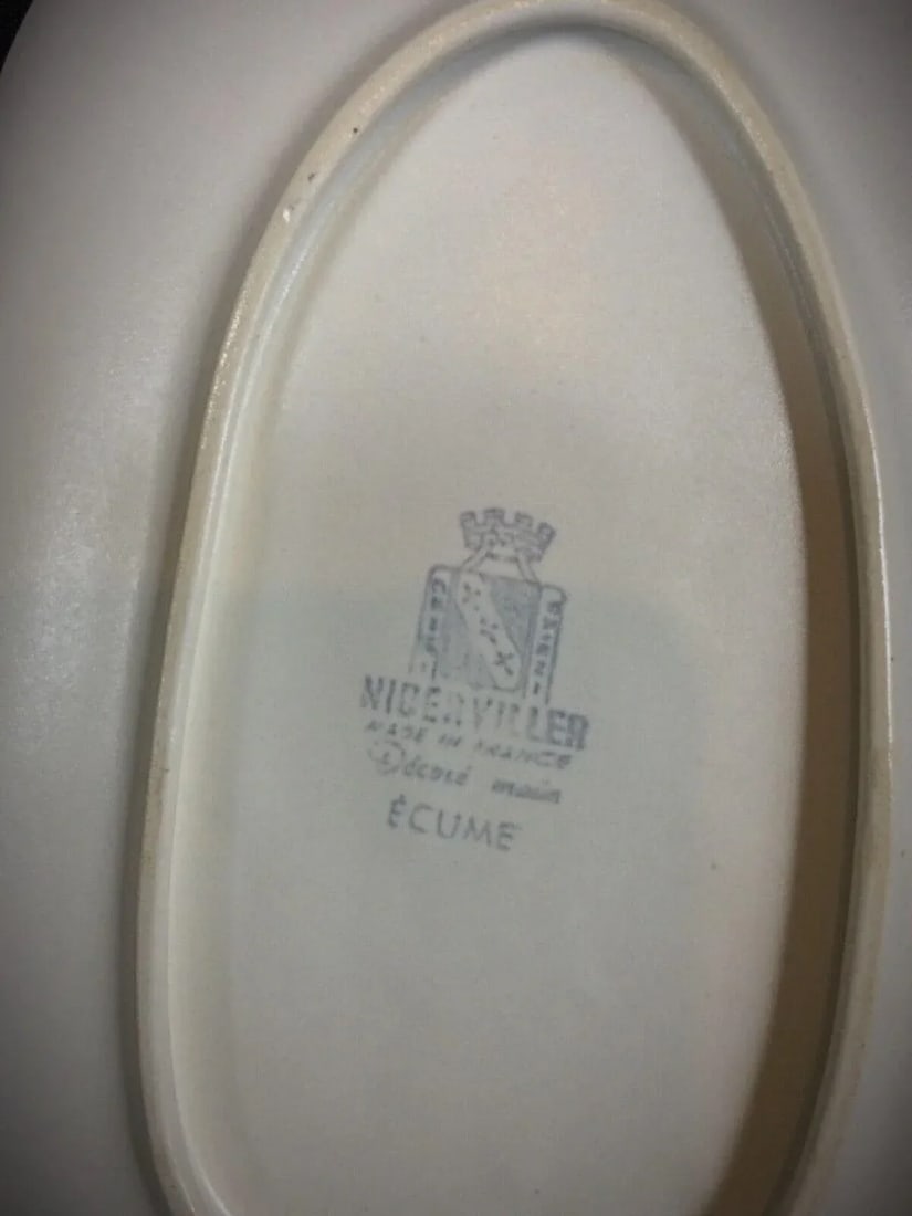 Early 20th Century Nidervillier "Ecume" Hand-Decorated Plate or Trinket Tray, Made in France - 3