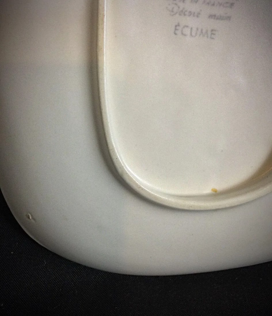 Early 20th Century Nidervillier "Ecume" Hand-Decorated Plate or Trinket Tray, Made in France - 7