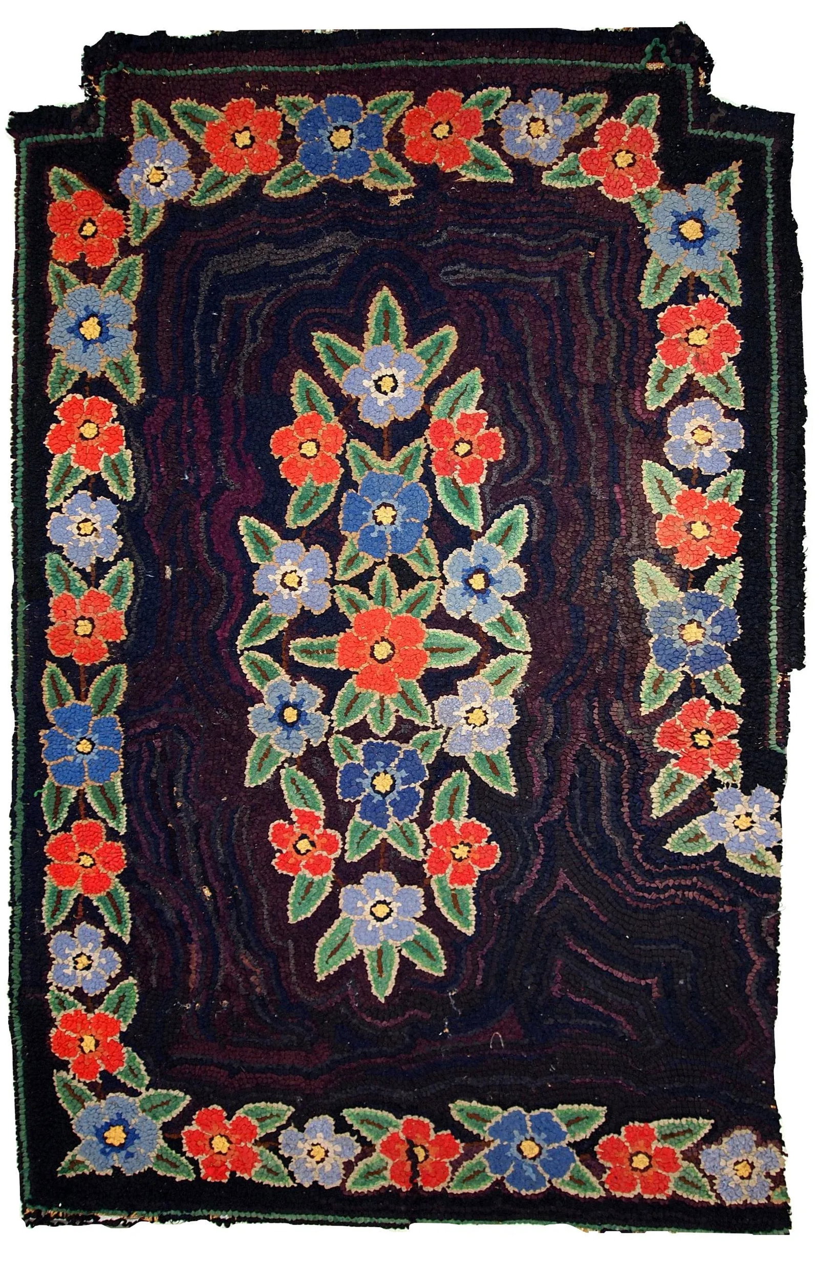 1920s Handmade Antique American Hooked Rug 3.4' X 5.4' - 10
