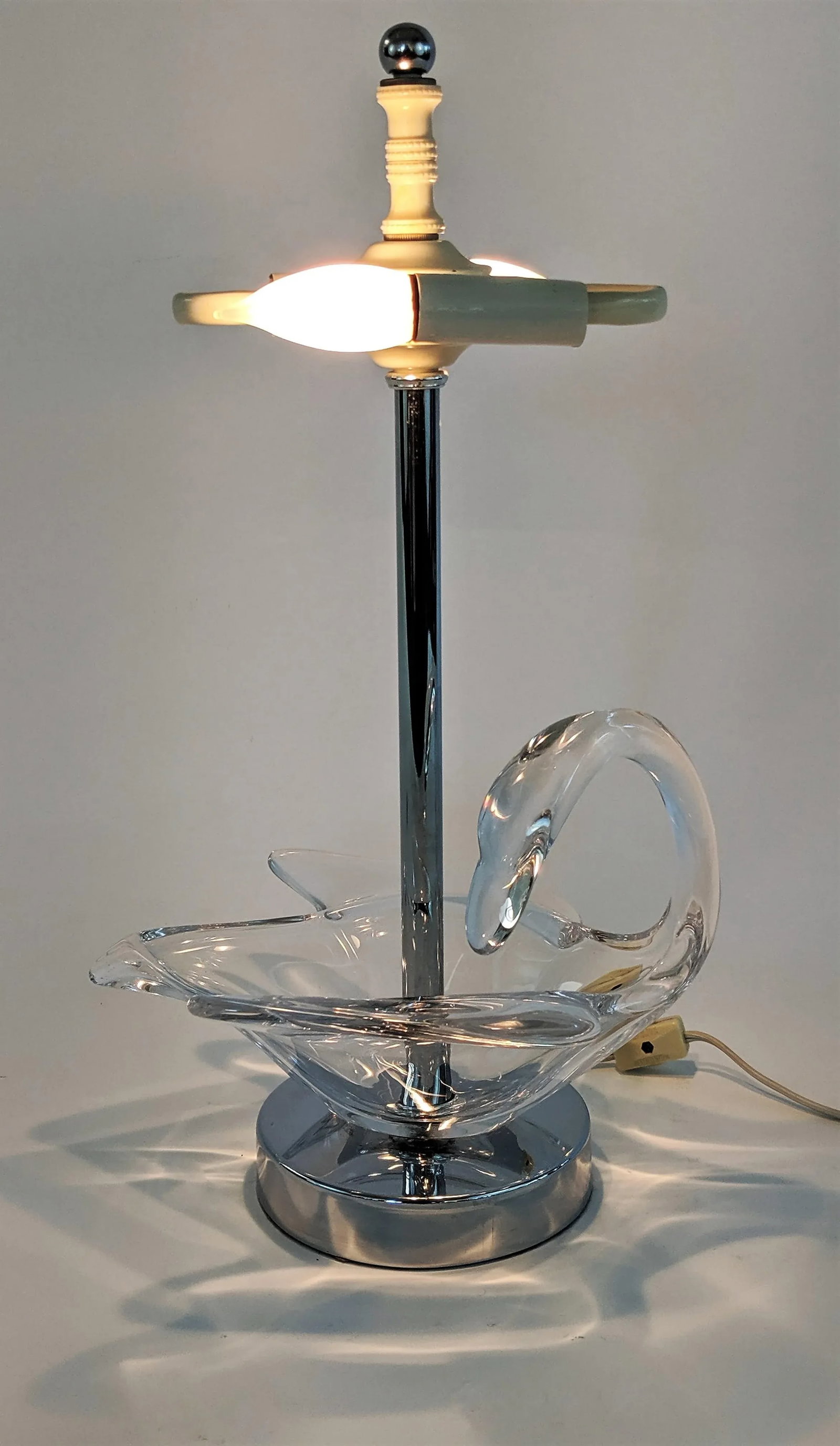 1970s Cofrac Art Verrier Swan Glass Lamp - 3