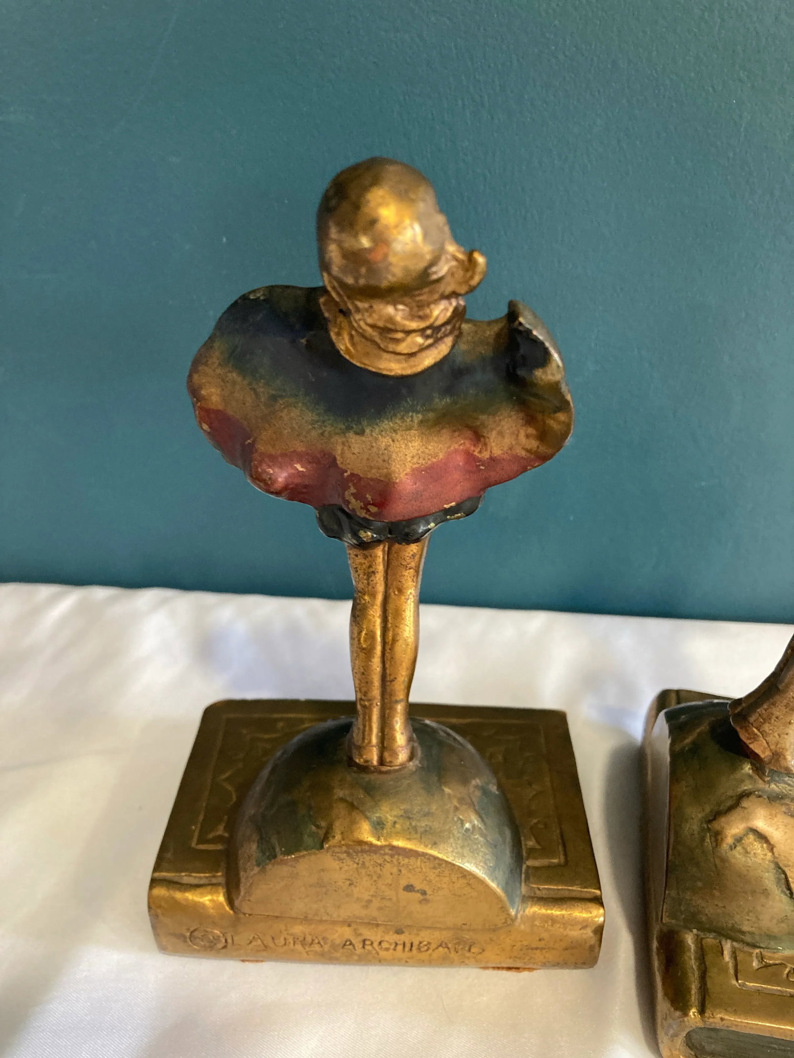 1920s Pompeian Bronze Bookends by Laura Archibald "Top of the World" - 2 Pieces - 6