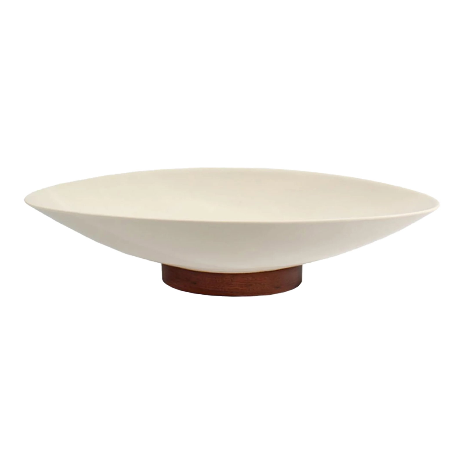 Michael Lax Hyalyn "Capri" for Raymor Oval Serving Bowl: A mid-century Capri serving bowl designed by the American industrial designer Michael Lax (1929-1999) for Hyalyn and distributed by Raymor. The oval white porcelain bowl features an elongated shape an