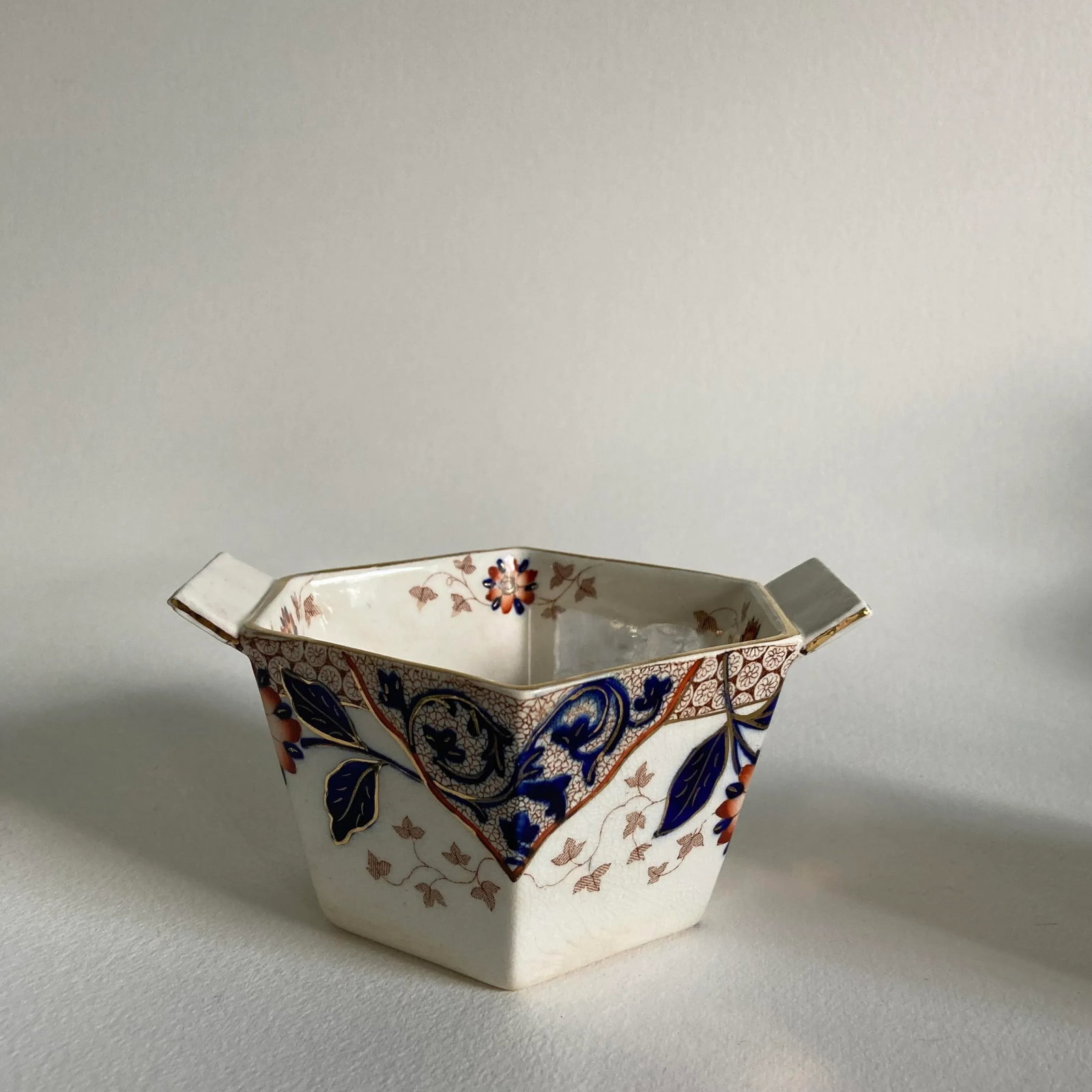 1890s, Ridgways Stoke on Trent Staffordshire Cream & Open Sugar Bowl Set with Hand Painted Floral De - 2