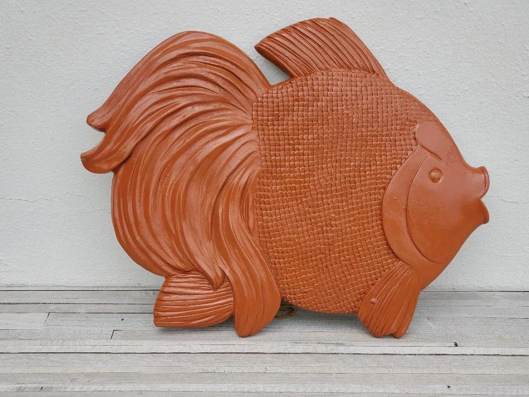 Mid 20th Century Terra Cotta Outdoor Concrete Fish Figures - Set of 2 - 2