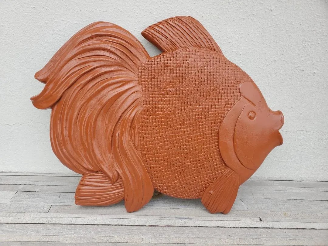 Mid 20th Century Terra Cotta Outdoor Concrete Fish Figures - Set of 2 - 5