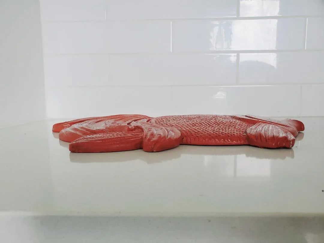 Mid 20th Century Terra Cotta Outdoor Concrete Fish Figures - Set of 2 - 6