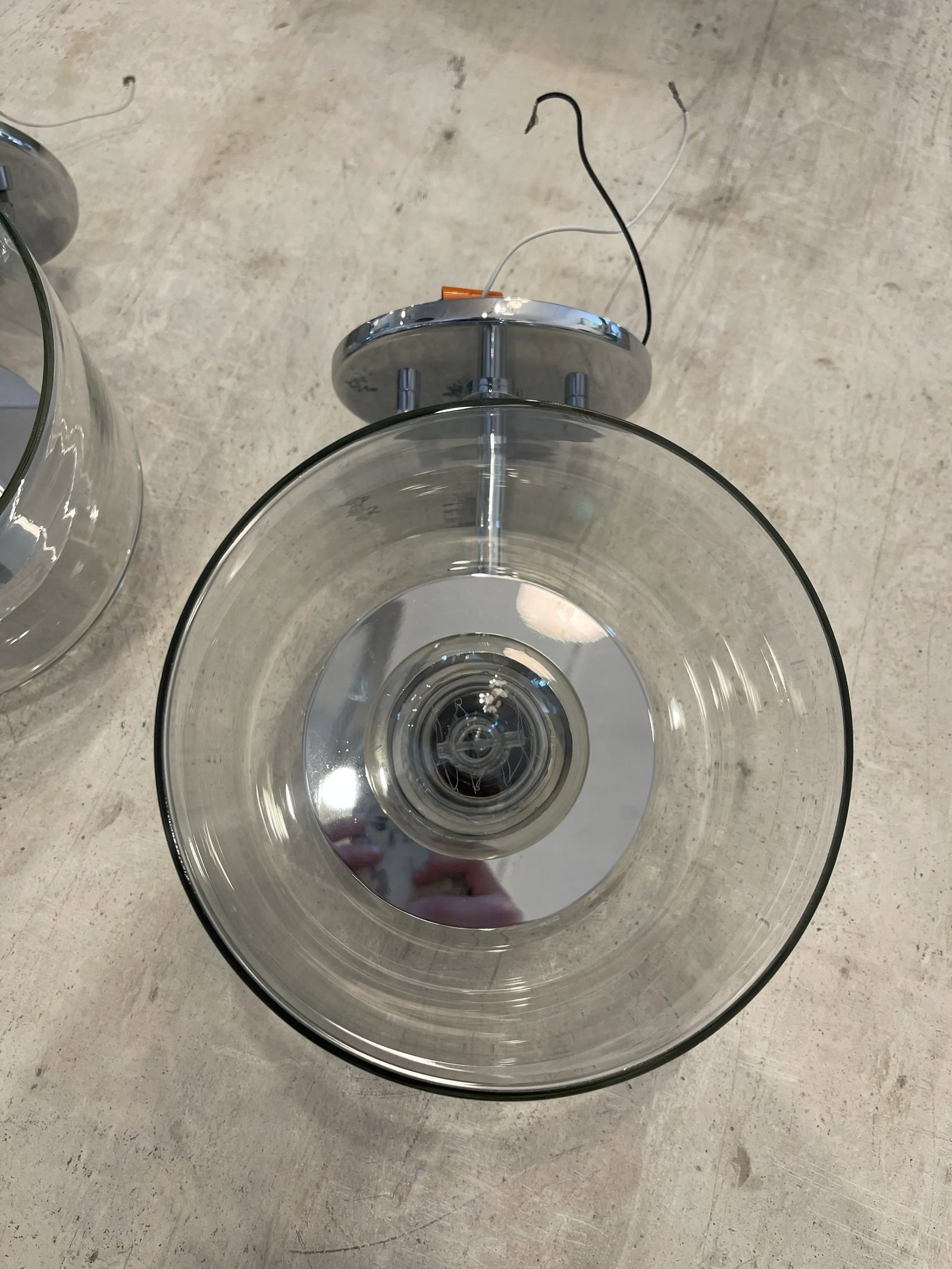 Pair of Glass & Chrome Wall Sconces - 4