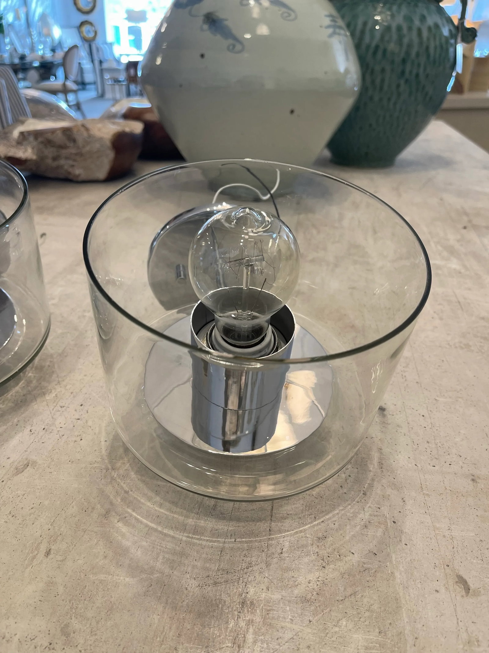 Pair of Glass & Chrome Wall Sconces - 5