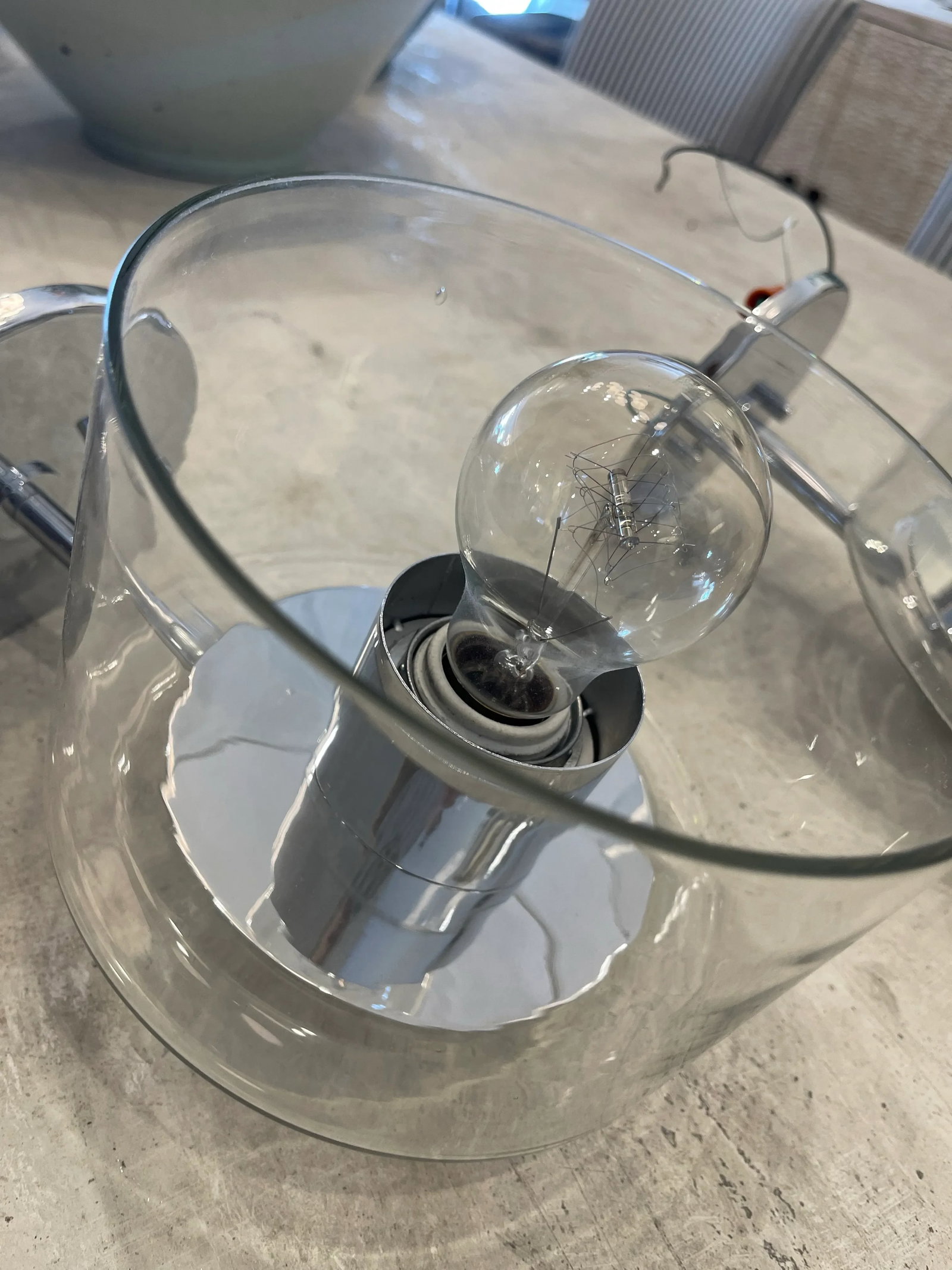 Pair of Glass & Chrome Wall Sconces - 6