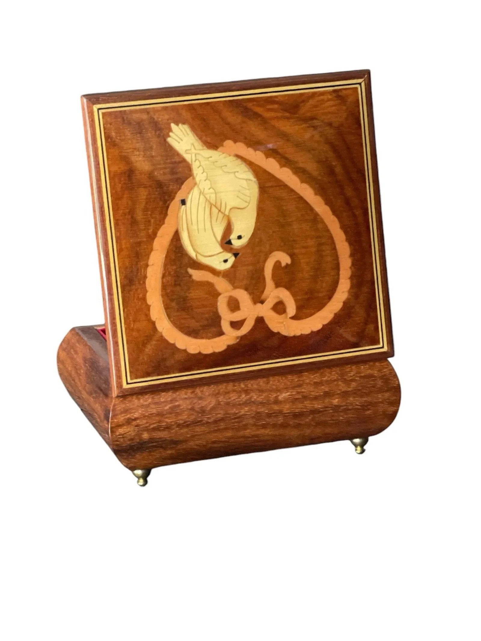 1950s Italian Inlay Musical Box Love Birds - 7